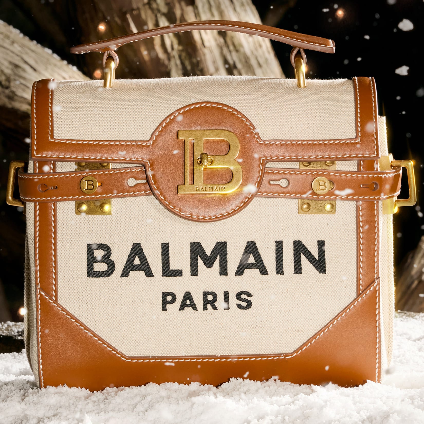 BALMAIN: mini bag for woman - Natural | Balmain mini bag CN1BB720TCFE  online at GIGLIO.COM